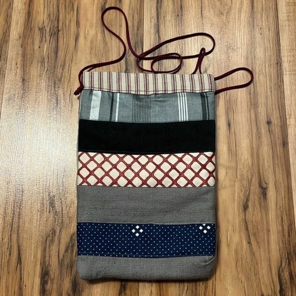 Handmade cloth satchel with turtle, multi color, small size